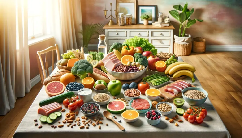 healthy diet with vitamins and minerals for skin care